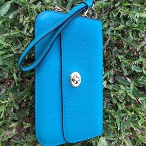 NEW Coach teal clutch